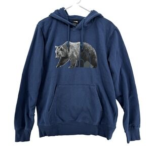 The North Face Hoodie Mens Medium Blue Bear Graphic Pullover Sweatshirt Outdoors